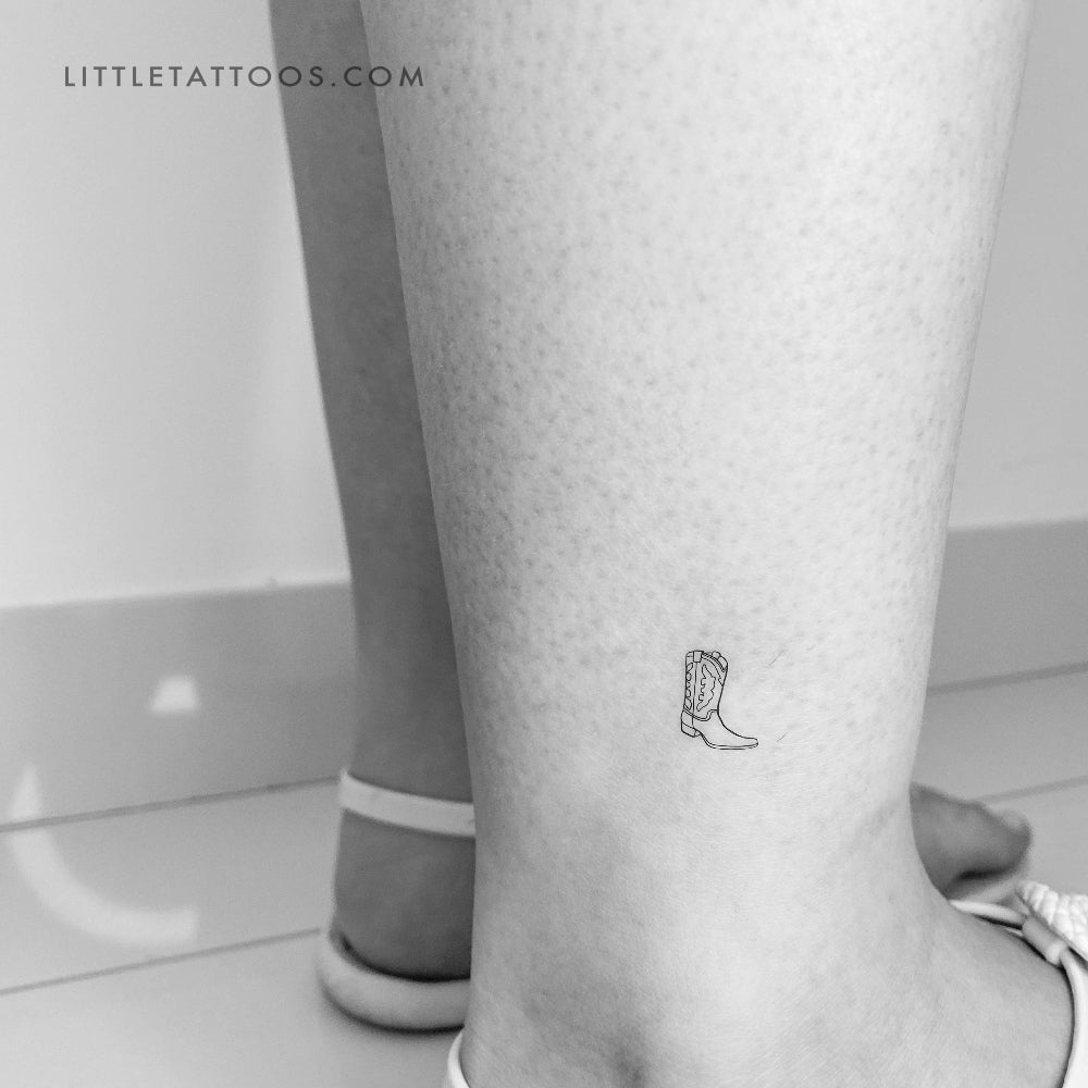 Fine Line Cowboy Boot Tattoo Ideas