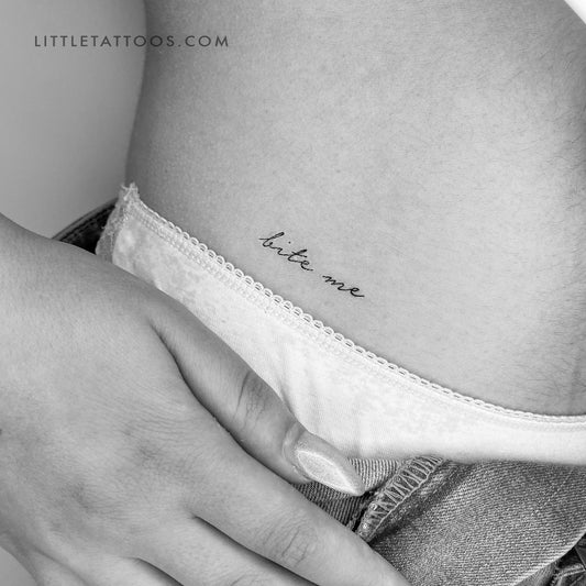 Tatuaje temporal "Bite Me" de tinta negra - Juego de 3