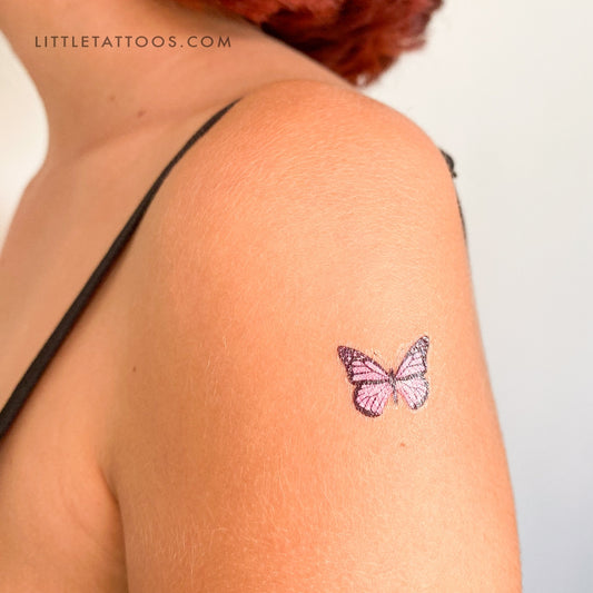 Tatuaje temporal de mariposa rosa - Juego de 3