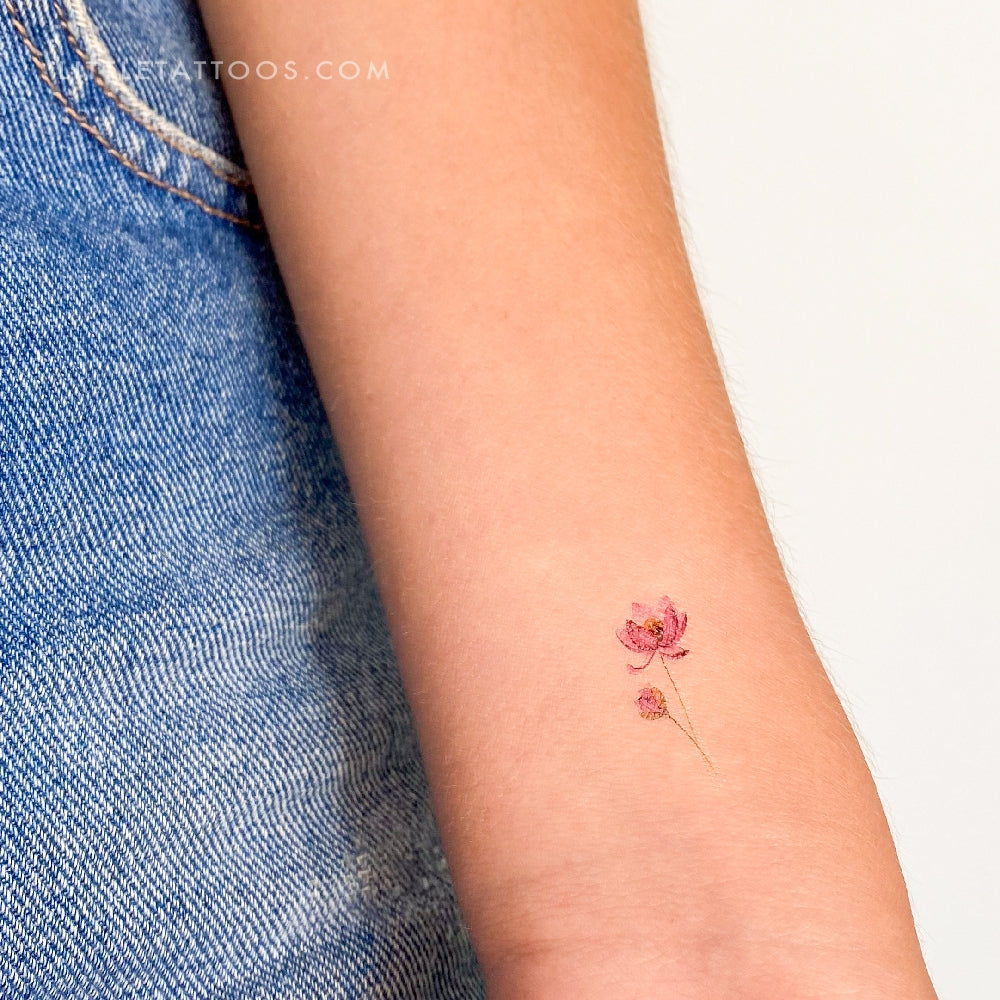 Lotus Flower with Name Tattoo Idea