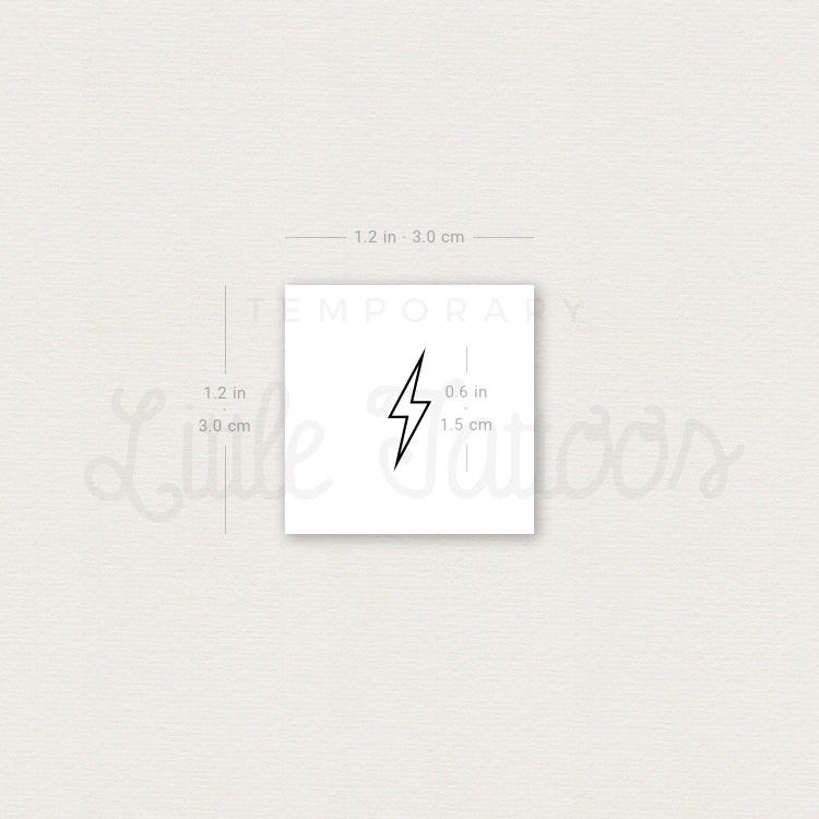 Small Lightning Bolt Outline Temporary Tattoo - Set of 3