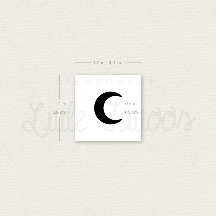 Black Crescent Moon Temporary Tattoo - Set of 3