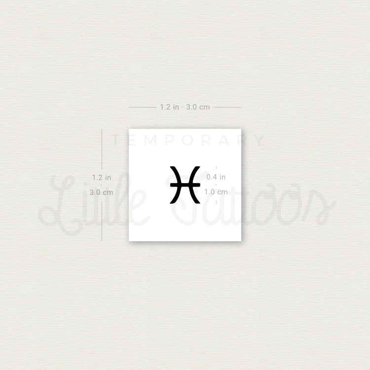 Pisces Zodiac Symbol Temporary Tattoo - Set of 3