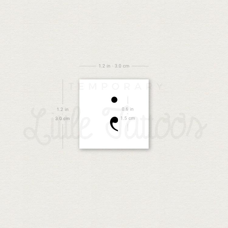 Small Semicolon Temporary Tattoo - Set of 3