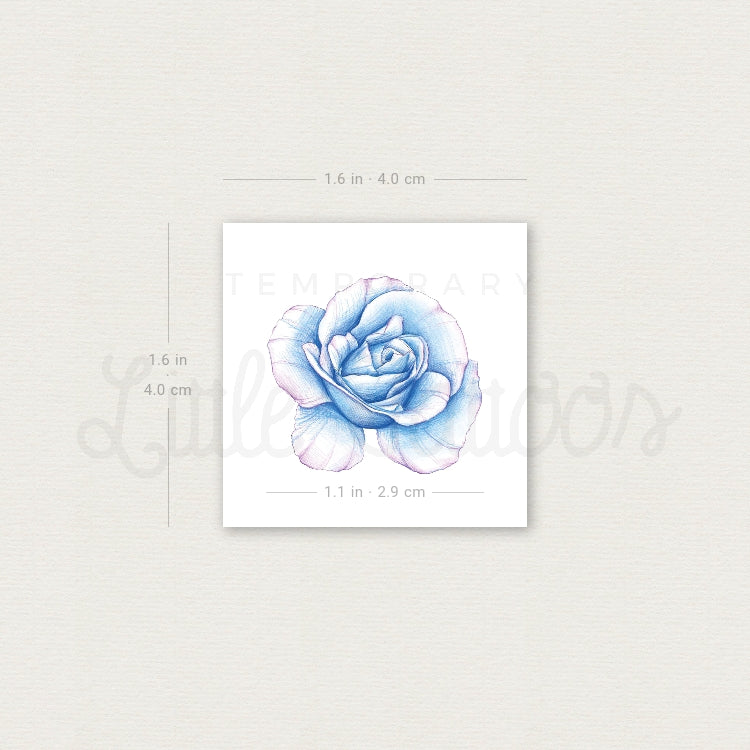 Blue Rose Head Temporary Tattoo by Mini Lau - Set of 3