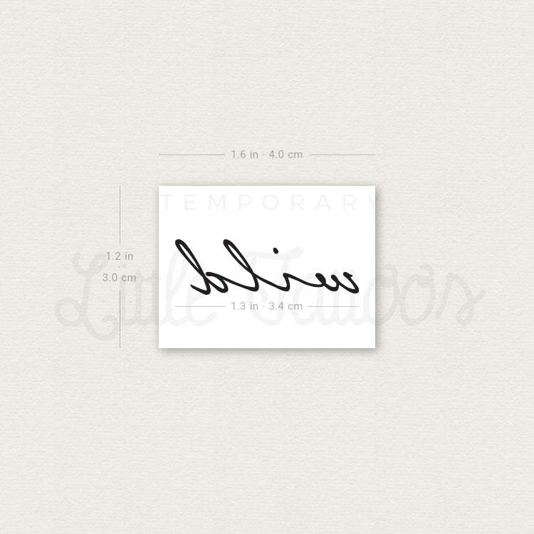 Handwritten 'Wild' Temporary Tattoo - Set of 3