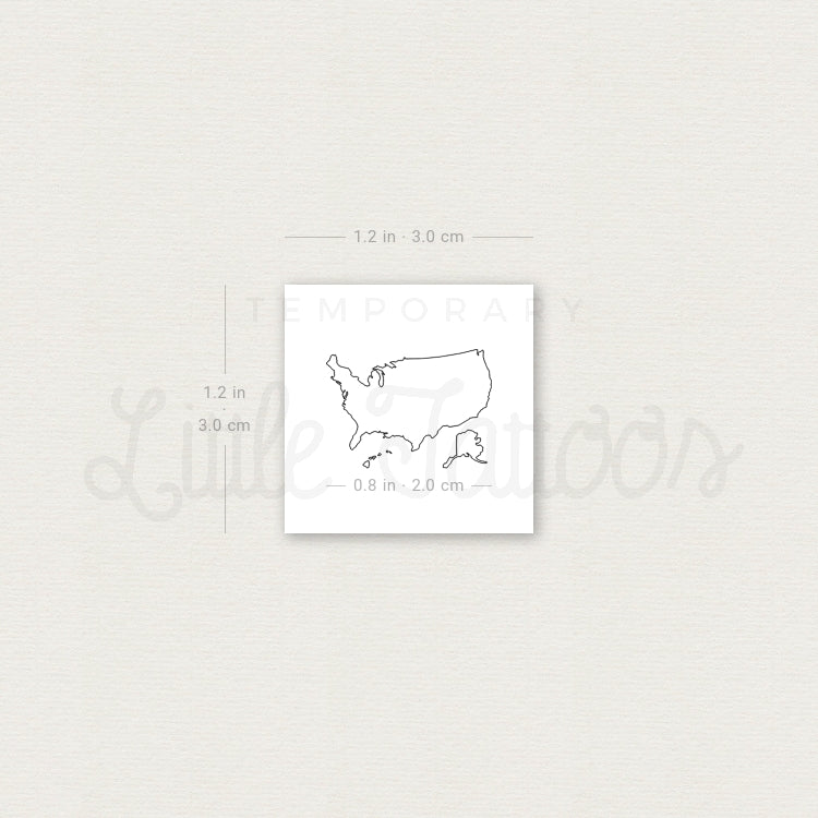 United States Map Temporary Tattoo - Set of 3