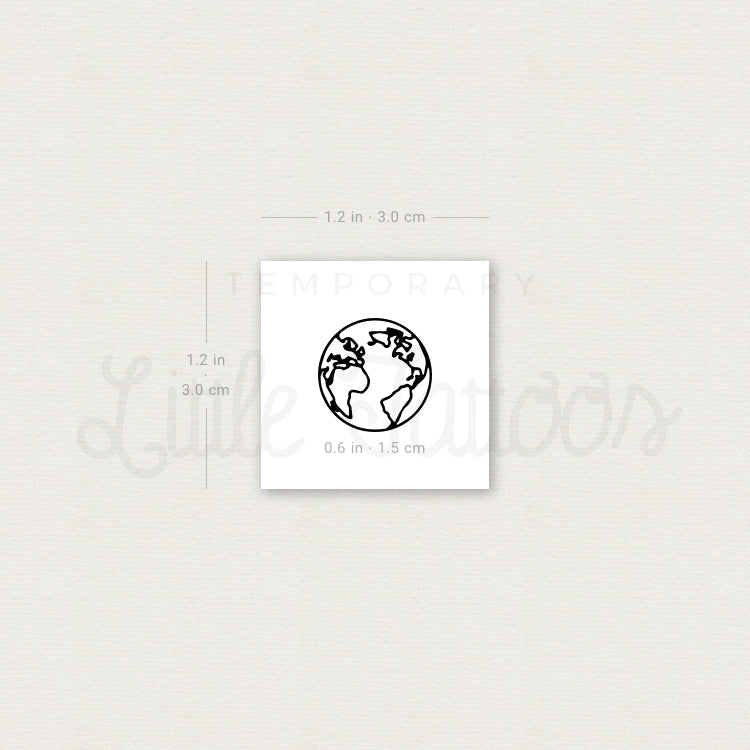 Tatuaje temporal de un pequeño planeta Tierra (océano Atlántico) (juego de 3)