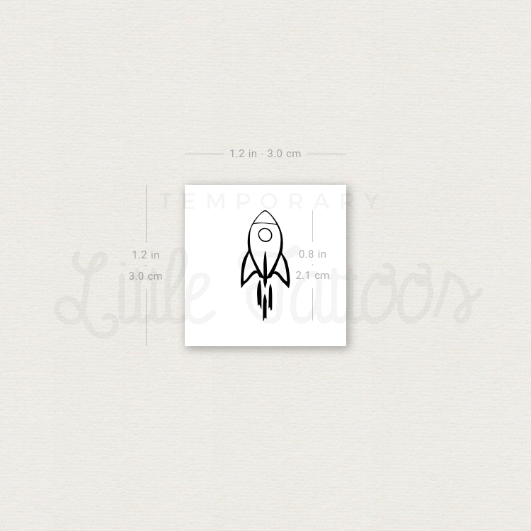 Minimalist Rocket Temporary Tattoo - Set of 3