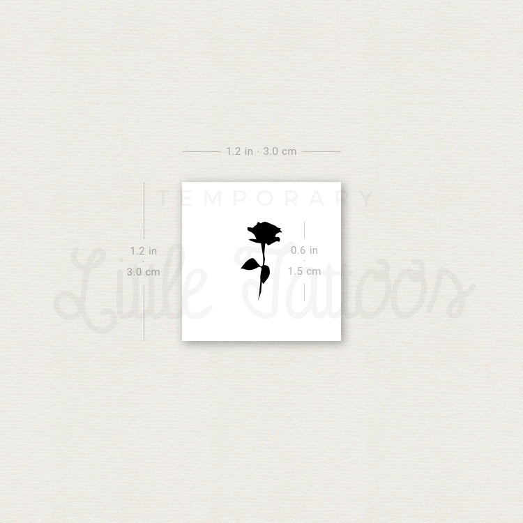 Tiny Black Rose Temporary Tattoo - Set of 3
