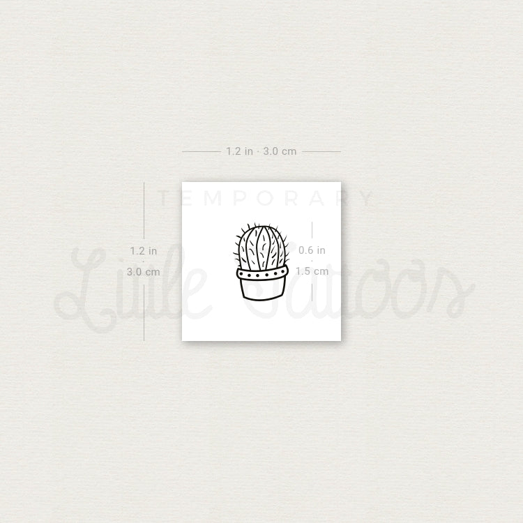 Tatuaje temporal de cactus barril - Juego de 3