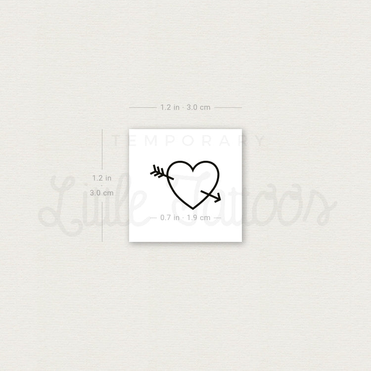 Heart And Arrow Temporary Tattoo - Set of 3
