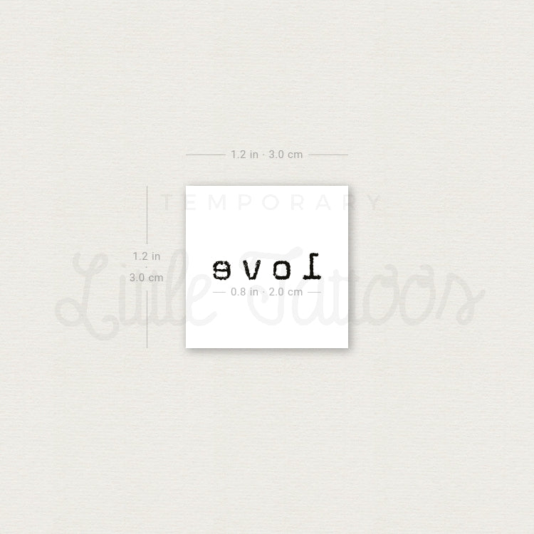 Typewriter Font 'Love' Temporary Tattoo - Set of 3