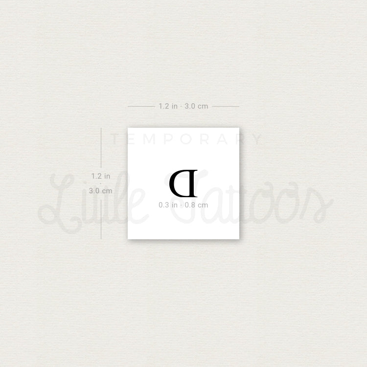 D Uppercase Serif Letter Temporary Tattoo - Set of 3