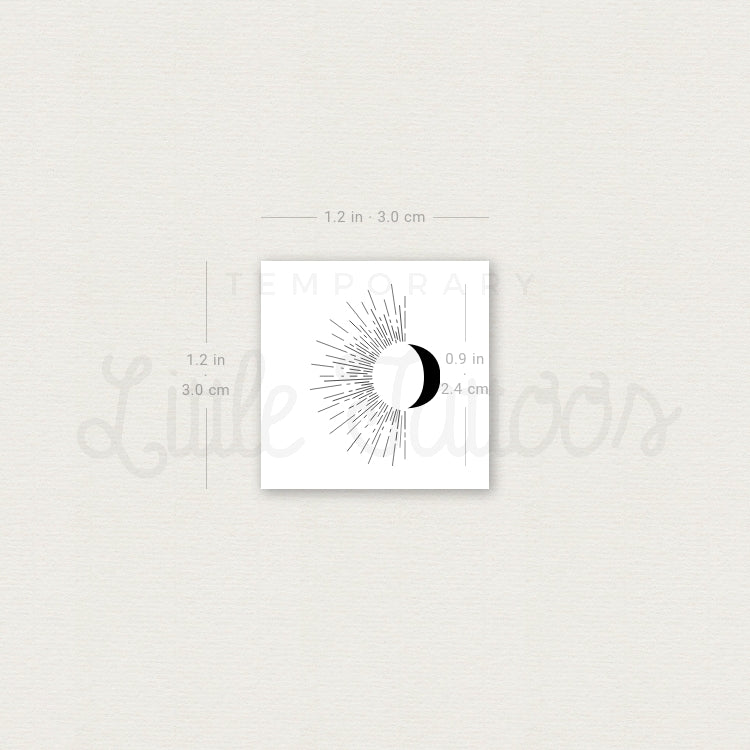 Half Sun Half Moon Temporary Tattoo - Set of 3