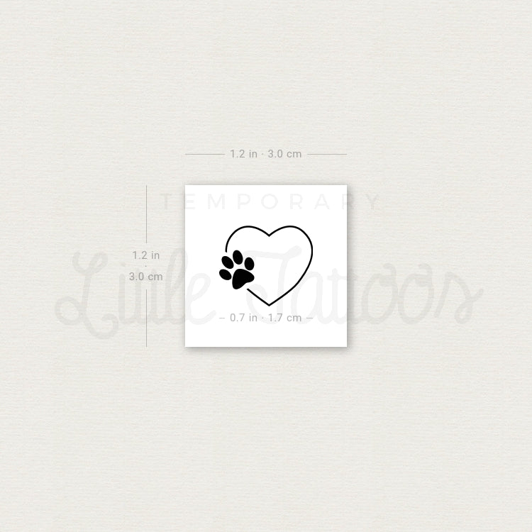 Heart and Paw Temporary Tattoo - Set of 3