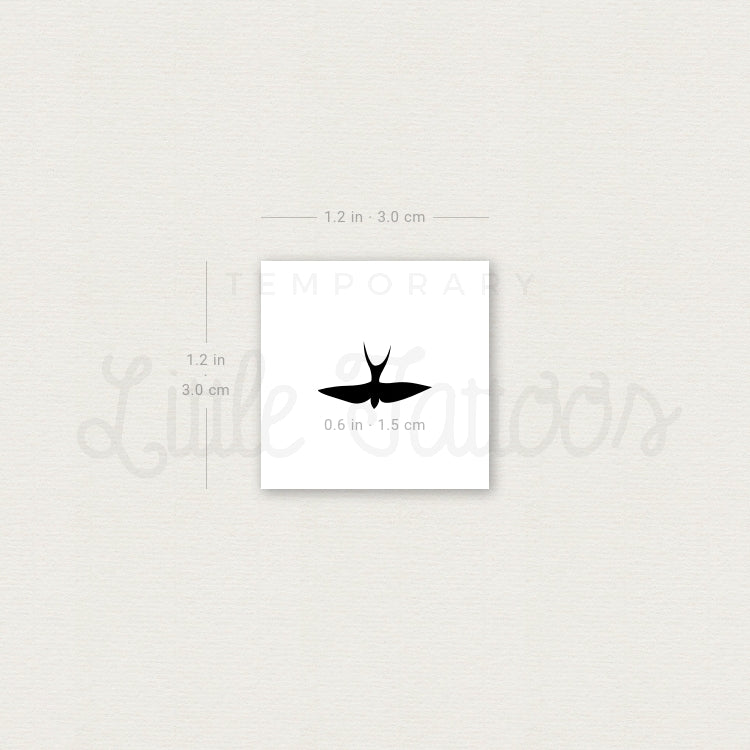Small Flying Swallow Temporary Tattoo - Set of 3