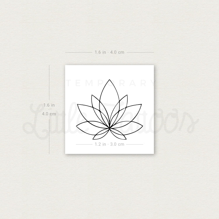 Fine Line Lotus Flower Temporary Tattoo - Set of 3