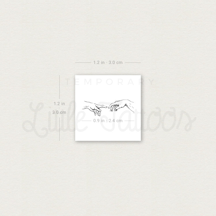 Minimalist Creation of Adam Hands Temporary Tattoo - Set of 3