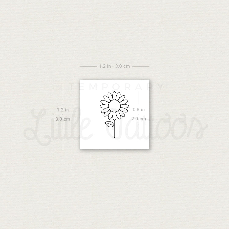 Fine Line Sunflower Temporary Tattoo - Set of 3
