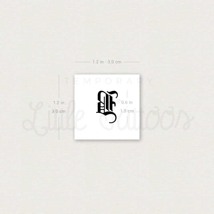 Gothic B Letter Temporary Tattoo - Set of 3