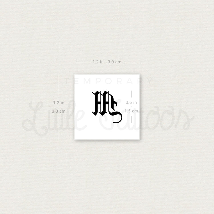 Gothic M Letter Temporary Tattoo - Set of 3