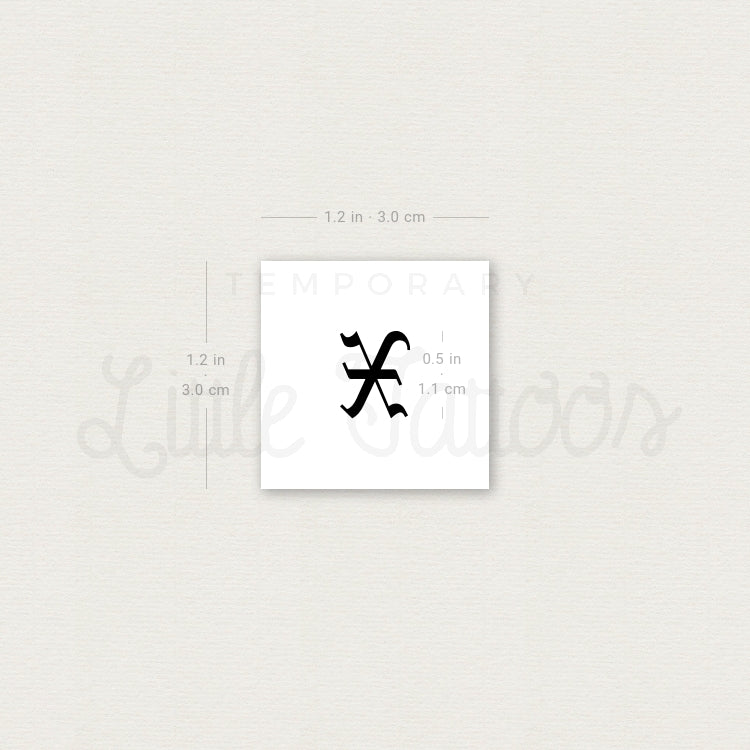 Gothic X Letter Temporary Tattoo - Set of 3