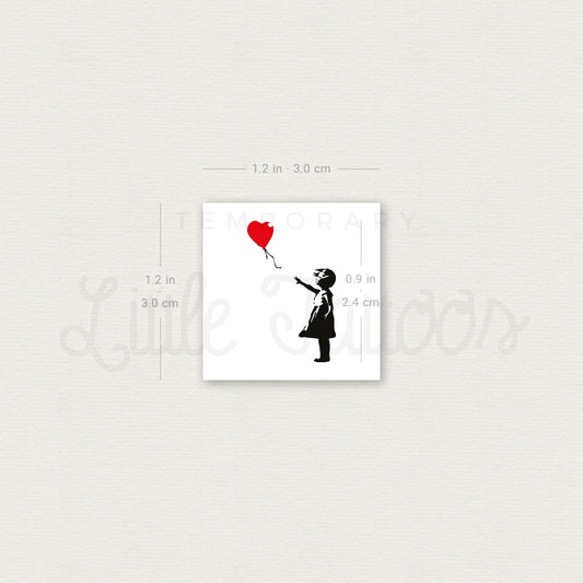 Tatuaje temporal pequeño de la chica del globo de Banksy (juego de 3)