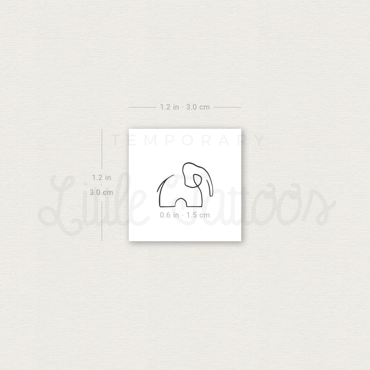 Tatuaje temporal de elefante de línea continua - Juego de 3