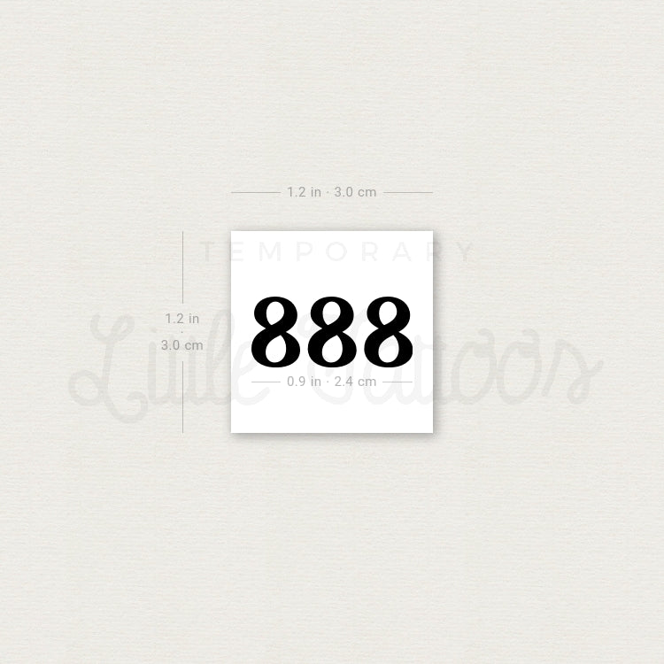 888 Angel Number Temporary Tattoo - Set of 3