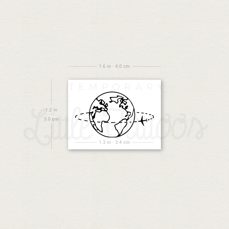 Around The World Trip Temporary Tattoo - Set of 3