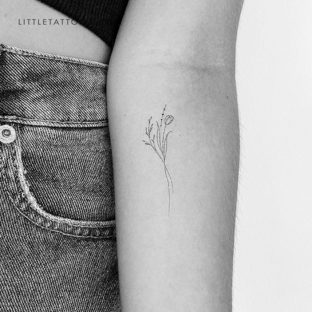 Fine Line Flower Tattoo Inspired by Nature