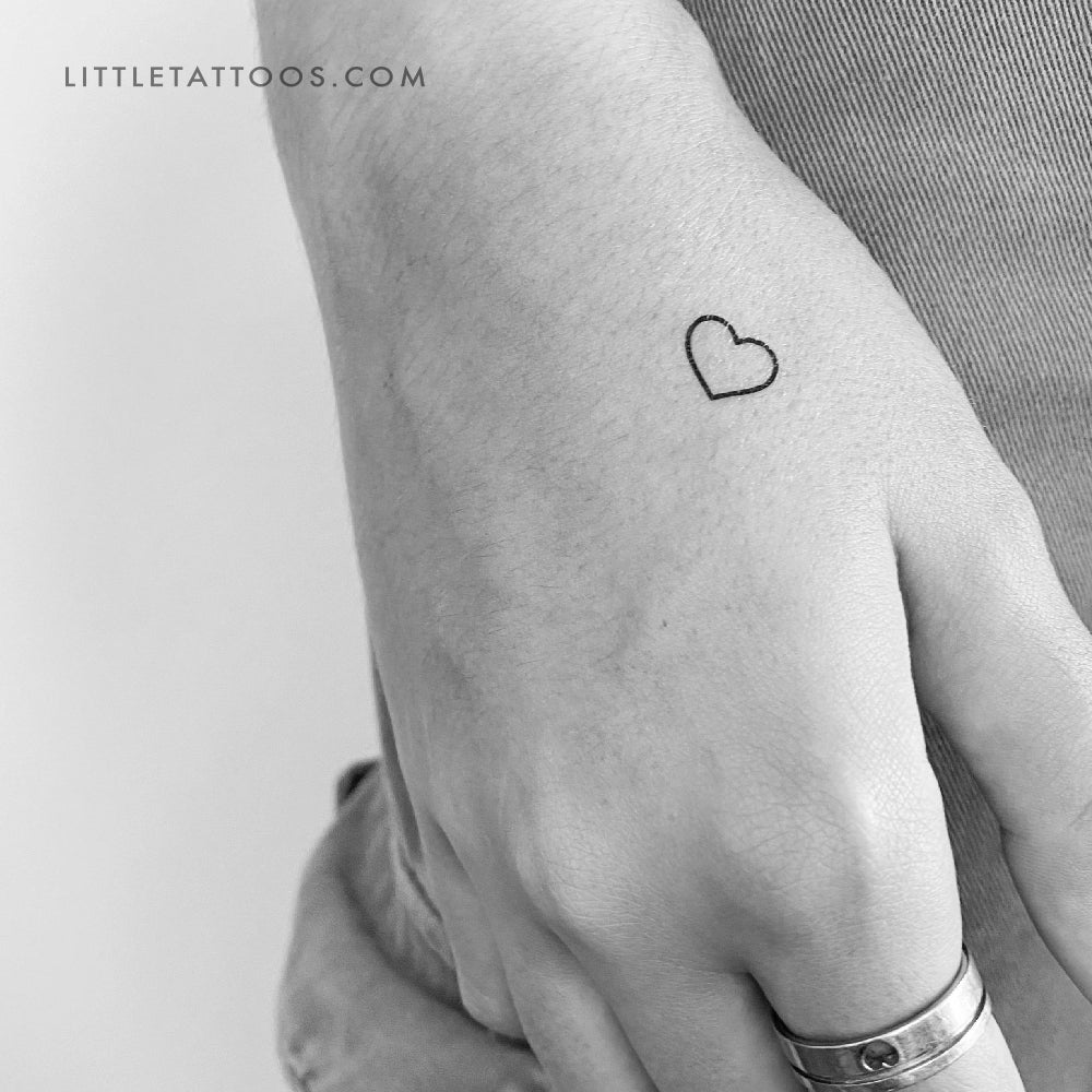 Tiny Heart Outline Temporary Tattoo - Set of 3 – Little Tattoos