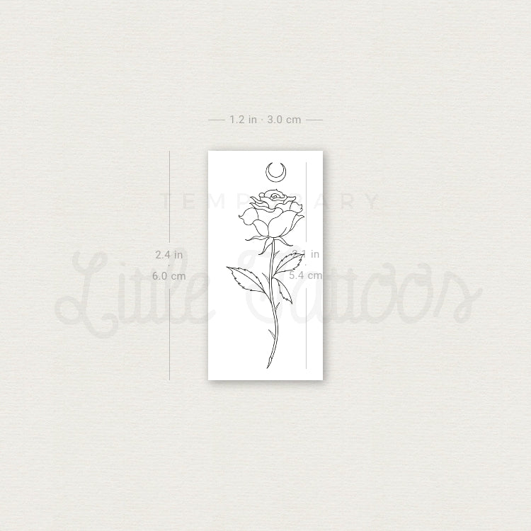 Moon Rose by Jakenowicz Temporary Tattoo - Set of 3