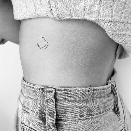 Fine Line Crescent Moon Temporary Tattoo - Set of 3
