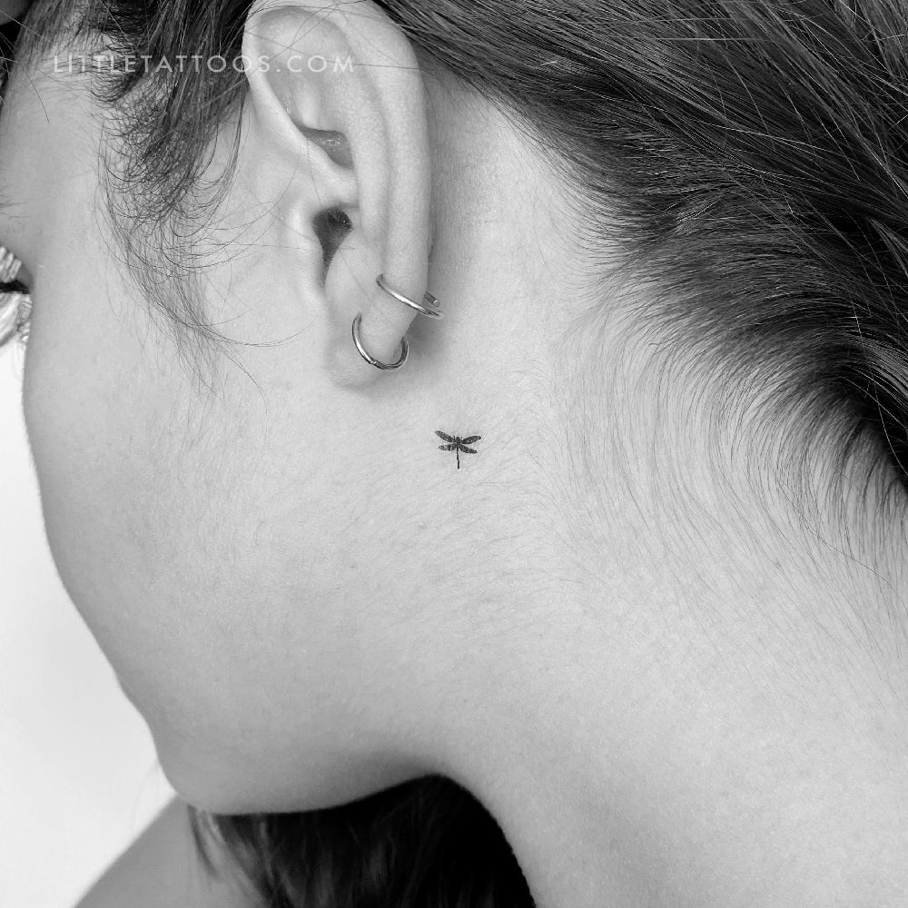 Dragonfly Behind the Ear Tattoo Idea