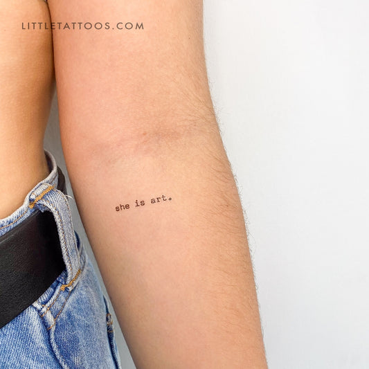 Tatuaje temporal "Ella es arte" - Juego de 3