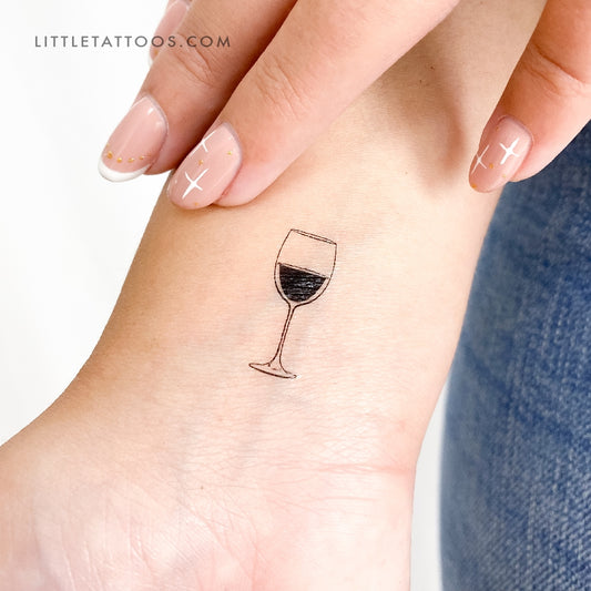 Tatuaje temporal de copa de vino - Juego de 3