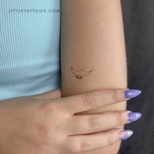 Fine Line Manta Ray Temporary Tattoo - Set of 3