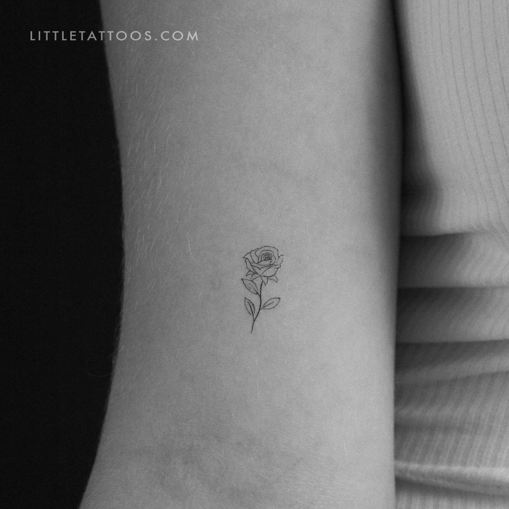 Minimalist Fine Line Rose Tattoo