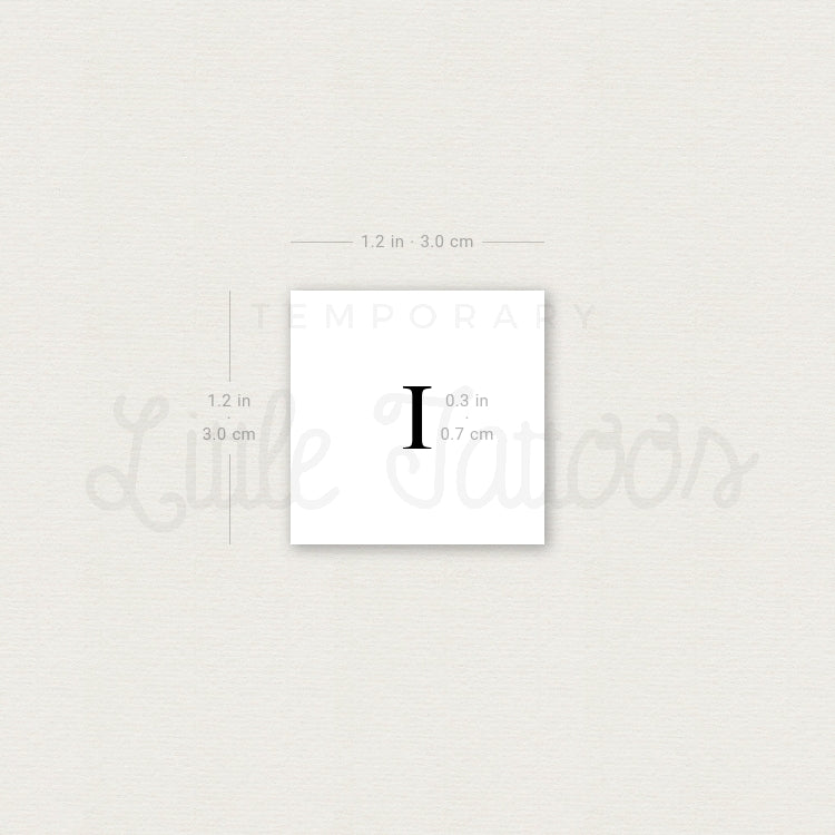 I Uppercase Serif Letter Temporary Tattoo - Set of 3