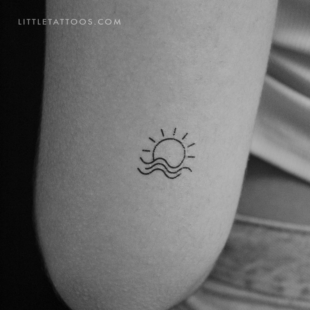 black and white sunset tattoo