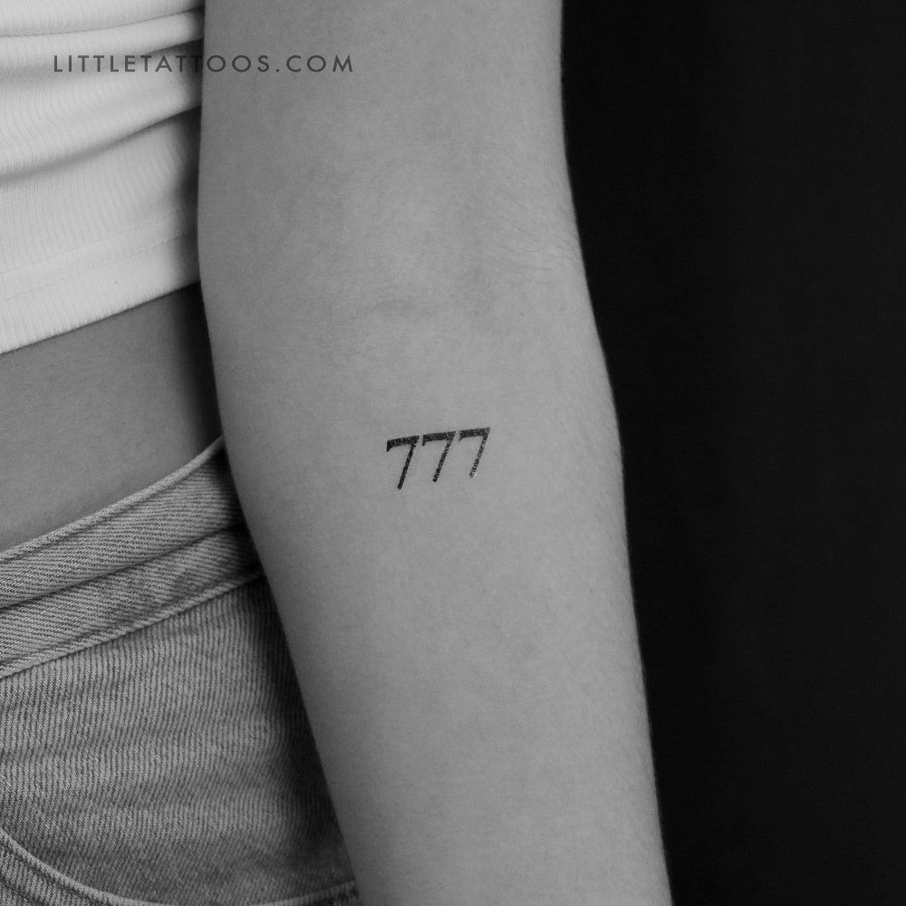 777 Angel Number Temporary Tattoo Set of 3 Little Tattoos