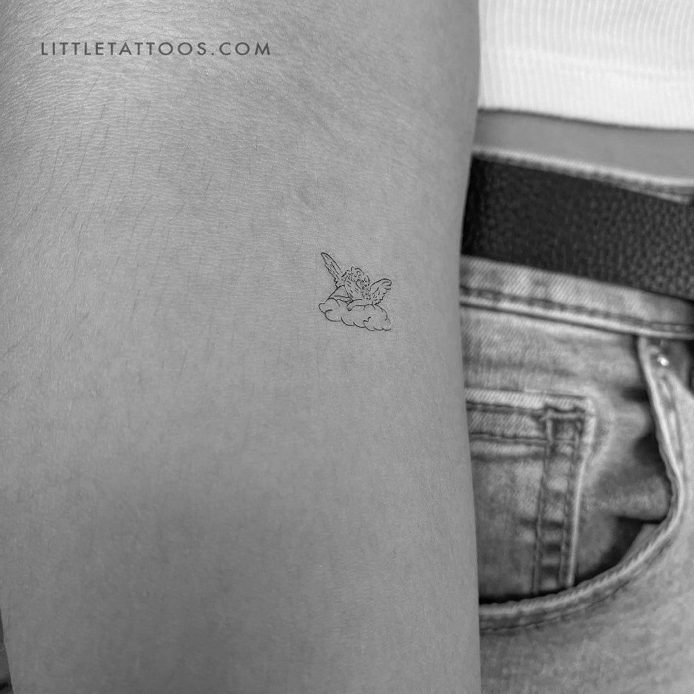 Angel on a Cloud Tattoo: Soft & Ethereal