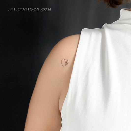 One Line Paw Heart Temporary Tattoo - Set of 3