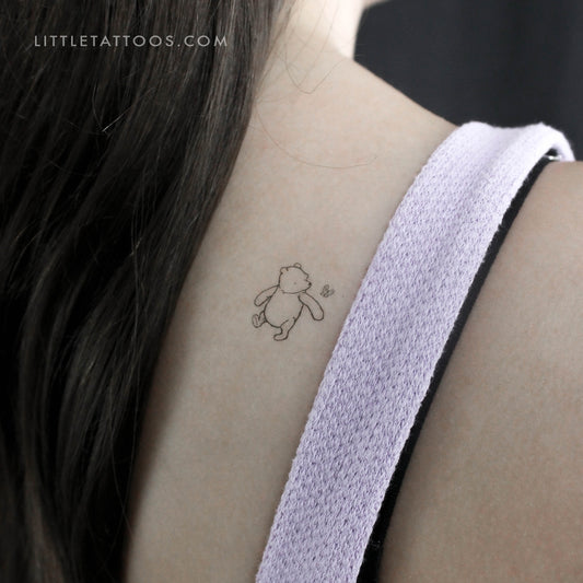Tatuaje temporal clásico de Winnie the Pooh y mariposa (juego de 3)