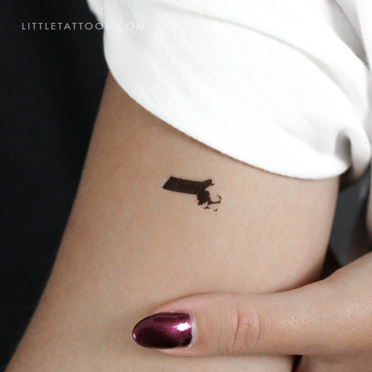 Massachussets Map Temporary Tattoo - Set of 3