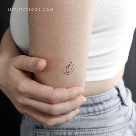 Tatuaje temporal de conejo y luna (juego de 3)