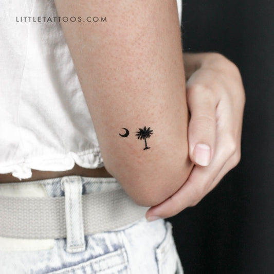 Tatuaje temporal de palmera y media luna (juego de 3)