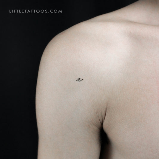 E Handwritten Letter Temporary Tattoo - Set of 3